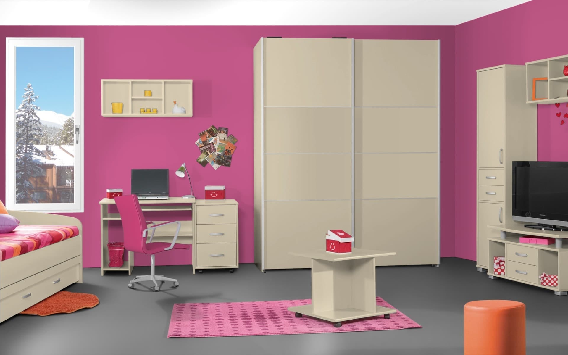 Treviso Handle-less Matt Magnolia Bedroom